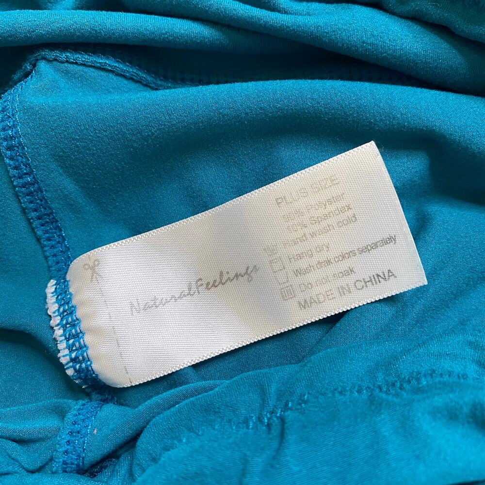Natural Feeling Legging Set of Two Aqua and White Plus Size - Picture 5 of 9